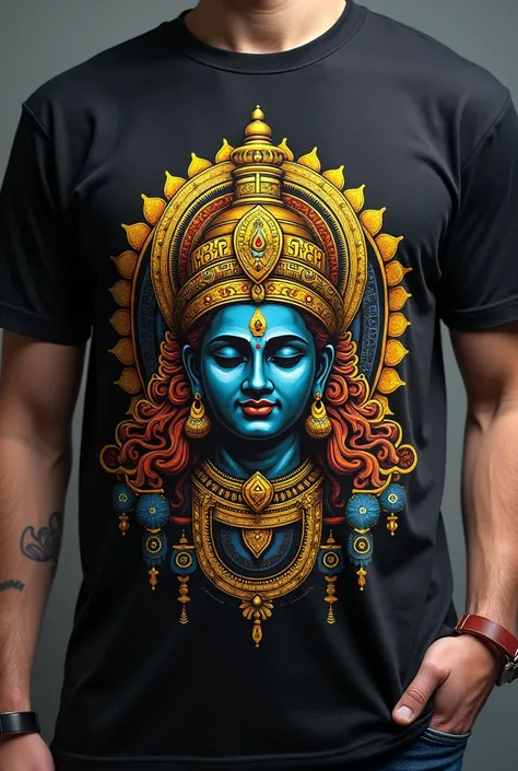 Create image of collar tshirt of Tirupati balaji head logo
T shirt have collars and Printed as Govinda Govinda