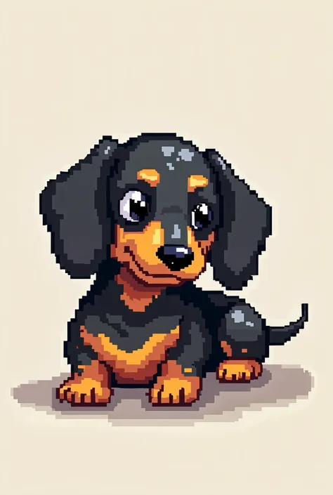 Pixel art black and tan dachshund