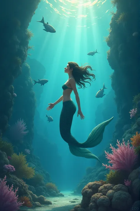 create a picture using these texts for a story per texts so total of 4 pictures
THE LITTLE MERMAID WHO COULDNT SING

Cora was different. Unlike her sisters, whose voices echoed like the sweetest sea shells, Coras voice was silent. A strange, weird silence ...