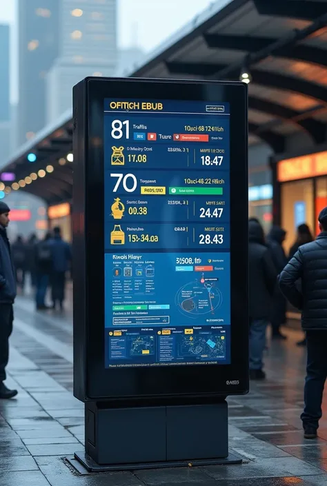 a screen at public transport stops where you can see the arrival schedule and traffic jams