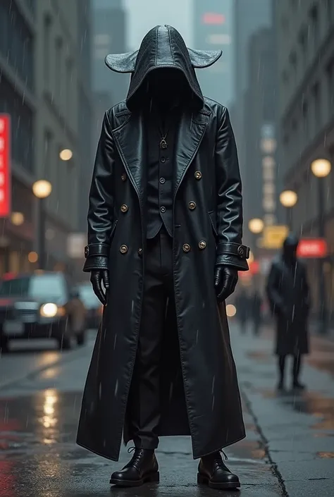 Black raincoat，[mask