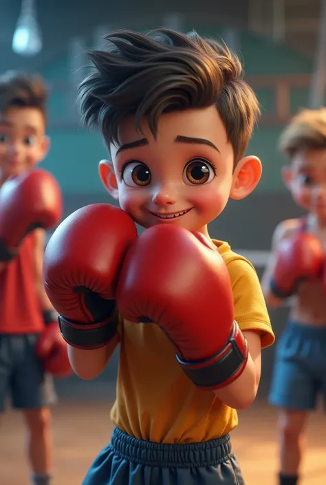 Cute boy with boxing loves