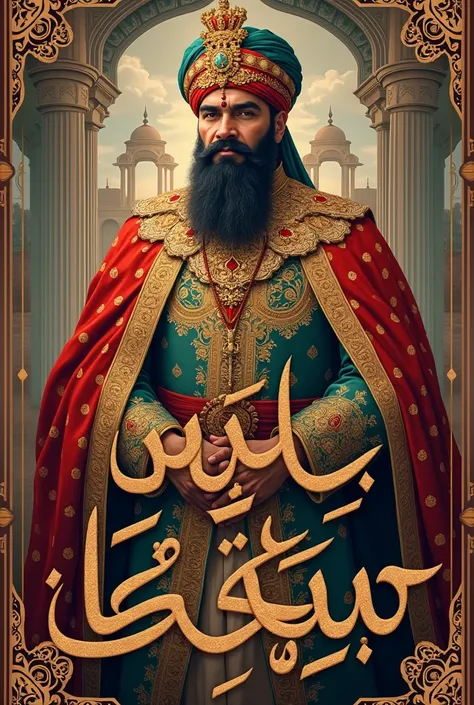 The word "SARDAR KHETRAN" written as a wallpaper in urdu with baloch emperor in background