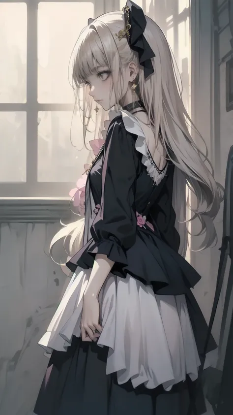 (8k, Best Quality, masterpiece: 1.2), Ultra-high resolution,,Marie Antoinette,Ultra-detailed face,Fine grain,Open your mouth a little,(Blonde),Long Hair,Wavy Hair, break,Rococo Ruffle Dress,Long sleeve dress,The dress includes an extra long skirt,Baroque D...