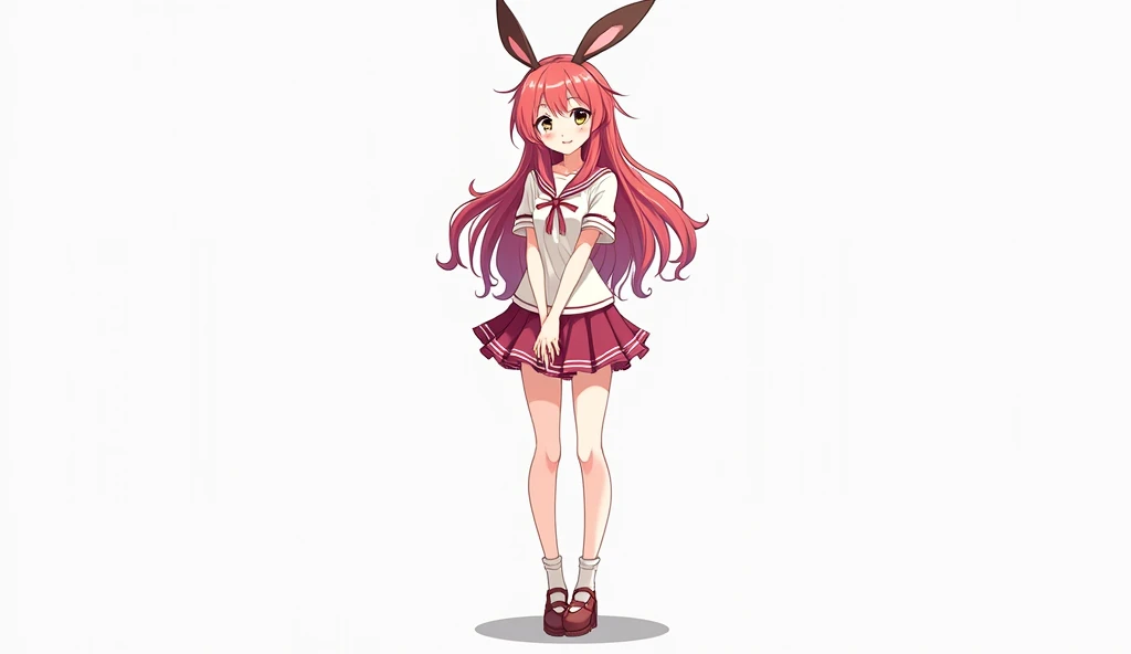 Create 2D anime girl character for vtuber, draw the whole character separately and then draw the ears separately, pupils, mouth and body parts separately. Draw an adult girl and what she consists of . all on a white background , FULL BODY