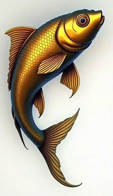 recreate this golden fishing fish in high resolution and without the stars around it
