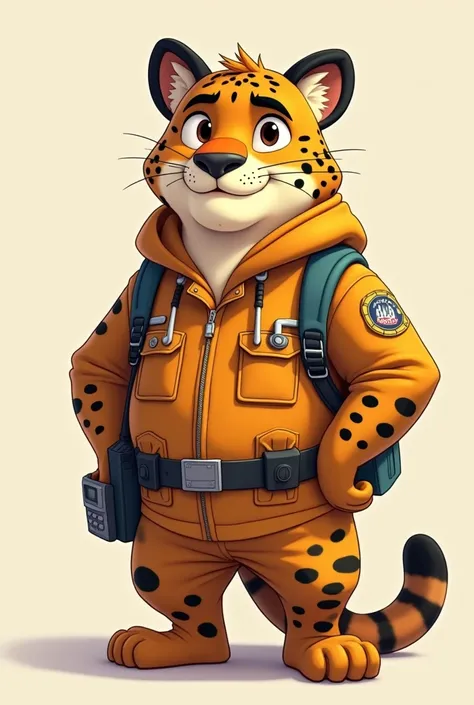 I want a leopard that looks like a bengamin bottle from zootopia, that is to say that it is animated, humanized, with a uniform but I want it to be an engineer&#39;s uniform, very fat