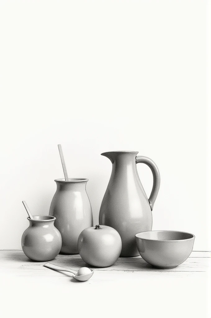 Easy artistic still life drawing, simple, unpainted