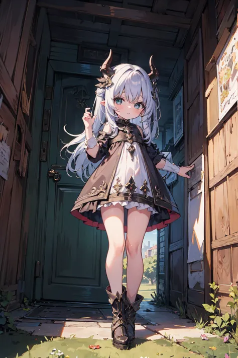 absurd, absolute resolution, incredibly absurd, super high quality, super detailed, official art, unity 8k wall, masterpiece
BREAK
One , innocent, little devil, small and young toddler,  ,from below 