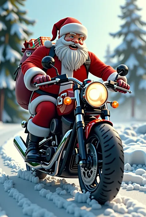 SANTA CLAUS ON A MOTORCYCLE