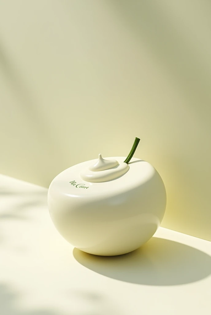 create a moisturizing cream in the shape of a very clean skincare melon and with the aesthetics of a melon but simple looking like a melon with the name of the store being melon&#39;s care