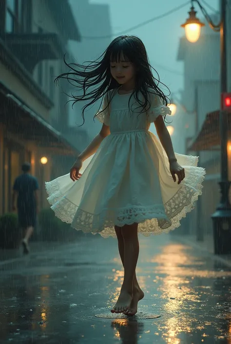 One Girl dancing under rain...