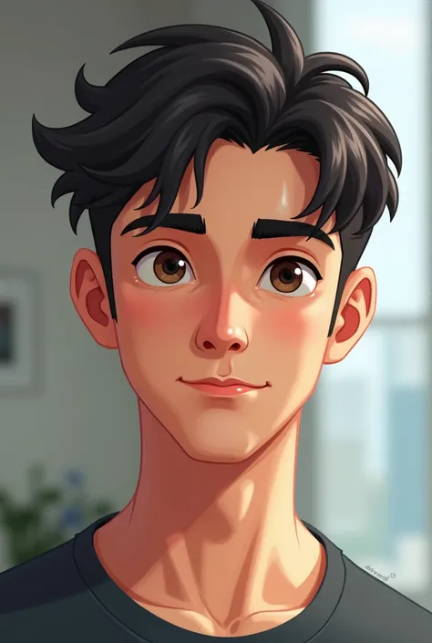 Handsome boy 20 years old eyes contact mature front look face normal simple like Gaming character cartoon