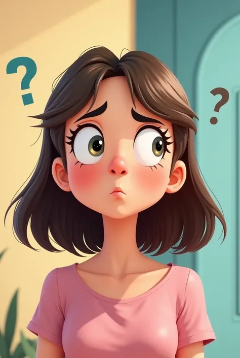 Create a confused looking teenage girl in animated version
 