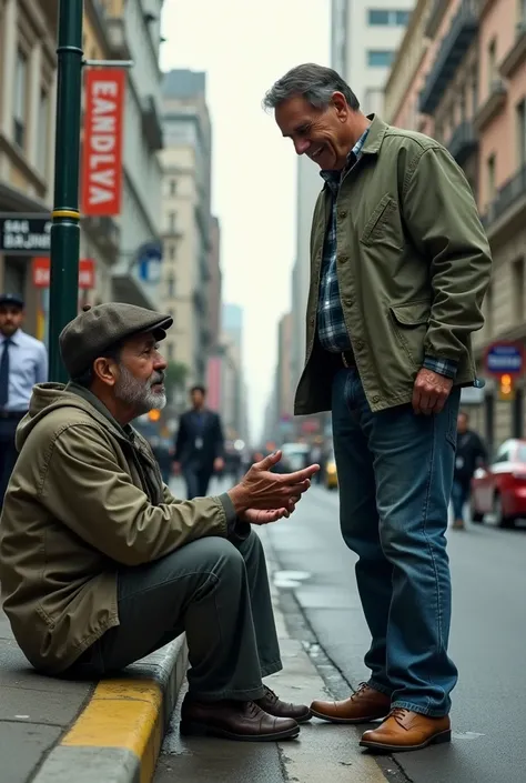 Bolsonaro on the street with a beggar 