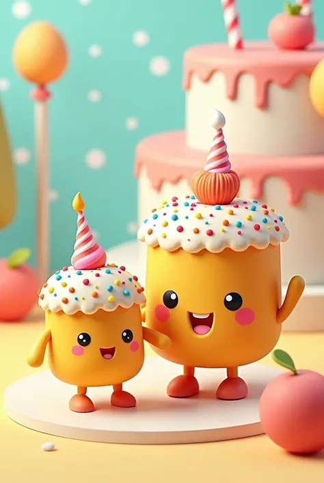 Create an image for a children&#39;s activity where there is a cake of each color, one being small, one medium and one large