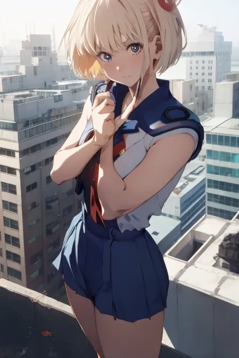 masterpiece,Best Quality,
Sailor Mercury, Assault rifle sights, A look of determination, Sailor Scout Costume, Blue Short Hair, Urban rooftop, smog, intense.