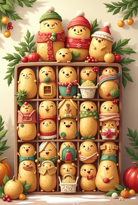 An Advent calendar with potatoes and rice