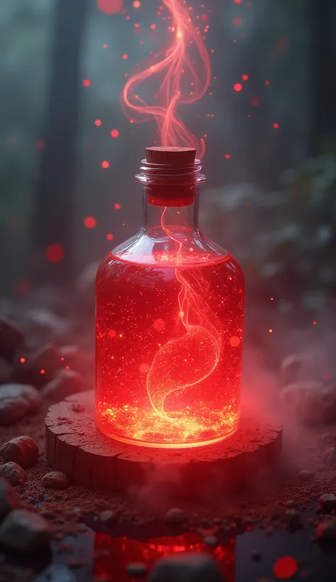 potion magic with aura , only potion , red element