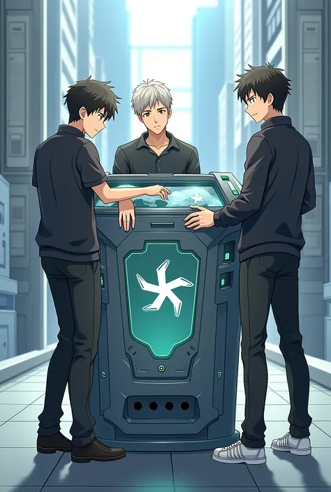 Create a image of our team naamed Crash the Trash of 3 members all men with a smart dustbin which could segregate waste on its own in anime mention our team no 2F27231
Mention name of the project and the team no.as the anime title in japenese and english b...