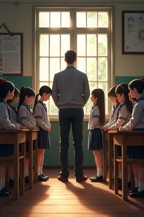 Students bow to the teacher