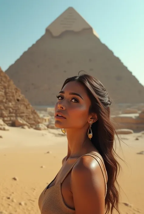 Ultra realistic 8k selfie of a woman at the pyramids of Egypt 