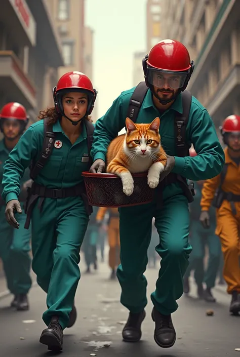 Rescue Team Taking Them  cat to Hospital