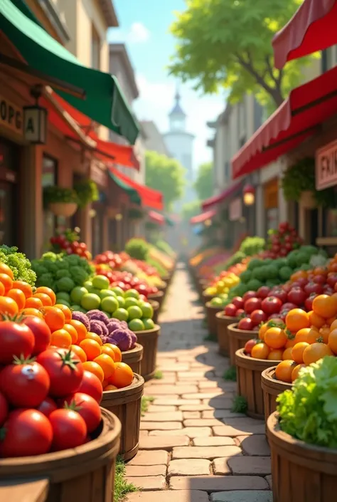 fruits and vegetables on pixar street