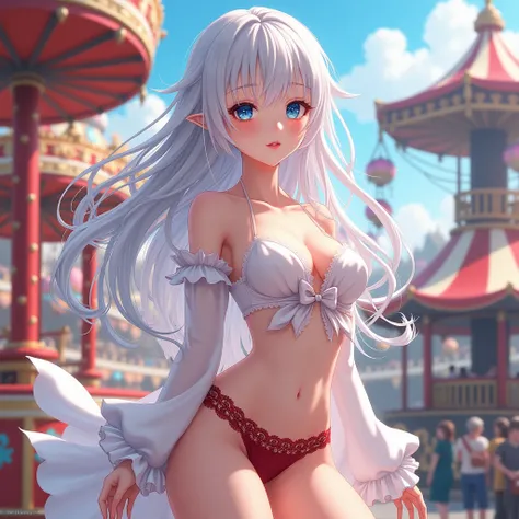 a beautiful young Chinese girl (anime style 8k, HDR, UHD, intricate details, extremely intricate details, hyperrealistic, extremely realistic, high quality). white, shiny and flowing hair (anime style 8k, HDR, UHD, intricate details, extremely intricate de...