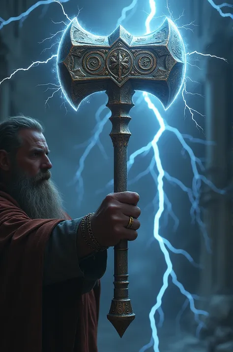 A long-handled warhammer representing the power of storm lightning