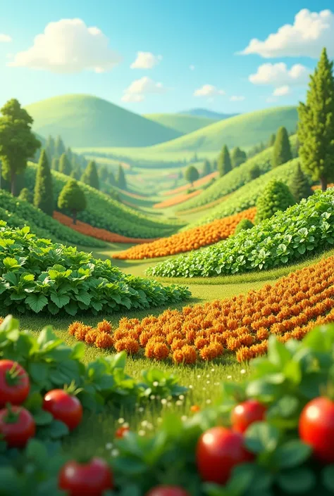 A fertile land with many crops Pixar 3D