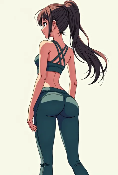 Anime girl with tight pants from behind