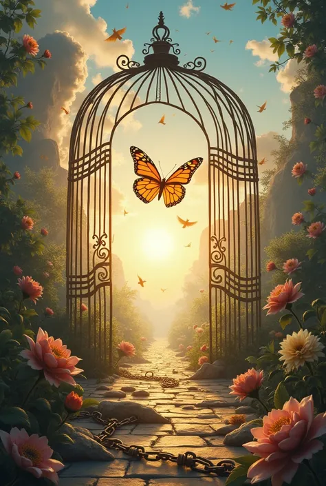 Now make a piece of art where you have a butterfly emerging from an open cage. Here are the elements and meanings:

birdcage: The cage represents the restrictions imposed by the outside world, as social rules, expectations and oppressions. The cage door is...