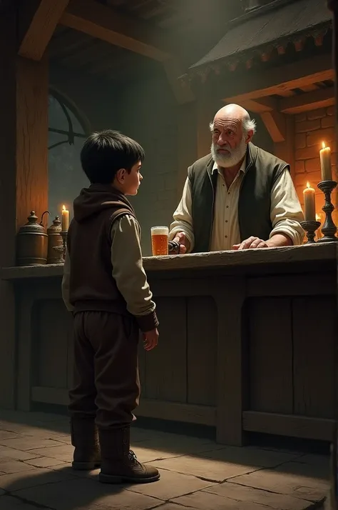  boy asking still bartender in the middle ages 