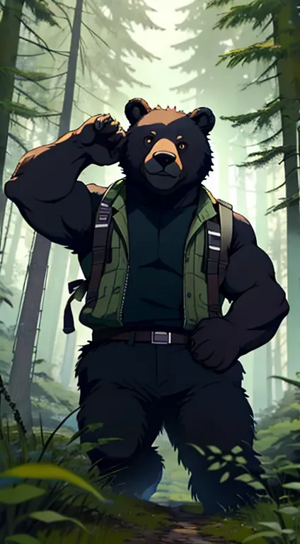 Fierce bear in the forest