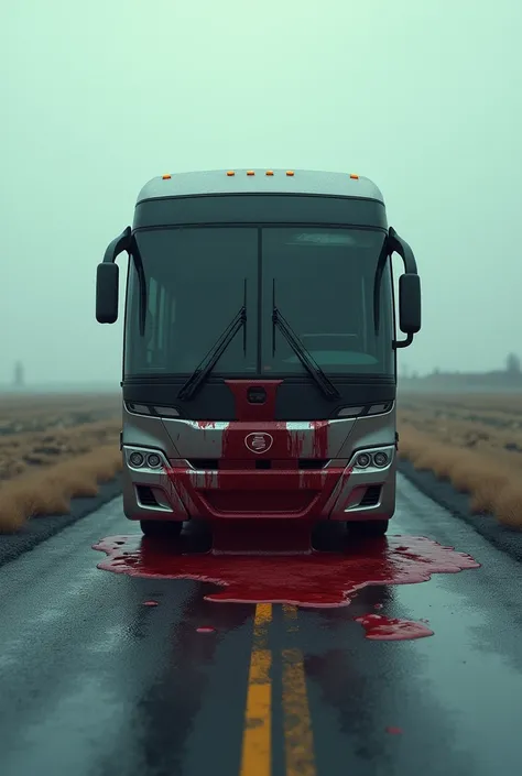 Create a 3d cinematic image "  a travel bus fuel tank full with blood"