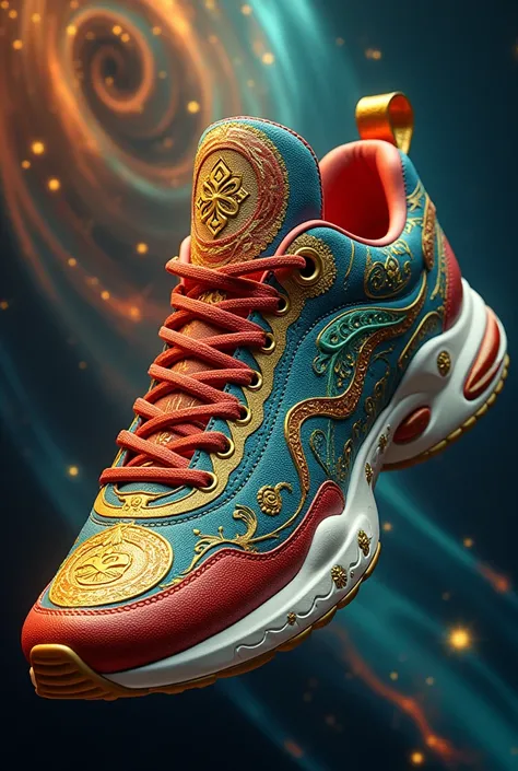 a sneaker inspired by an Indian god Brahma, with characteristics with the paint colors
