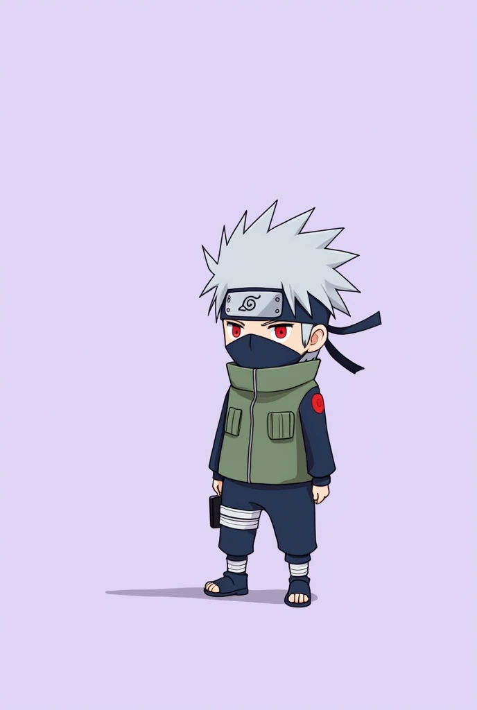 Kakashi image with minimal illustration,doodle art with lavander background in cartoon form
