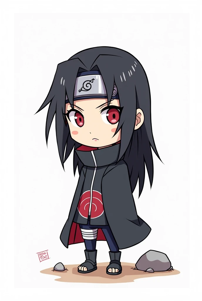  Itachi image with minimal illustration,doodle art with white background in cartoon form
