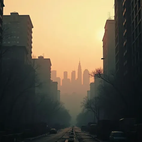 a photo of city buildings from afar, no people, warm color, realistic, photorealistic, photography, High Resolution, Best Quality, Detail, Super Detailed, Accurate, real life, UHD, Simple background, F/16, Foreshortening, Apocalypse, Cinematic, Realism