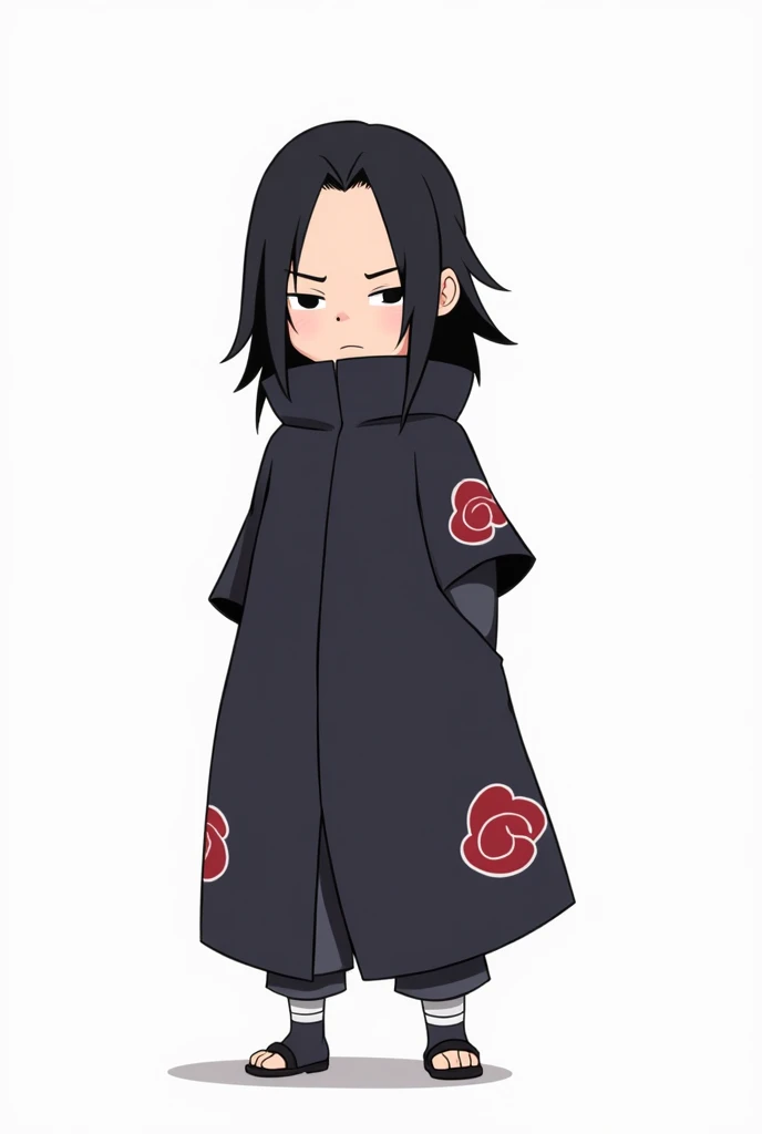 Itachi  image with minimal illustration,doodle art with white background in cartoon form in 4k quality 
