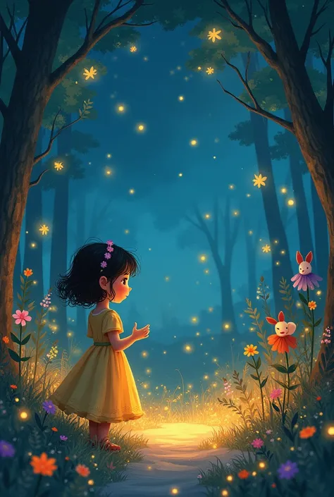 dream land, night, warm, beautiful, childrens story illust, cute