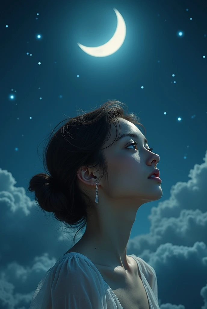 Woman with background of moon