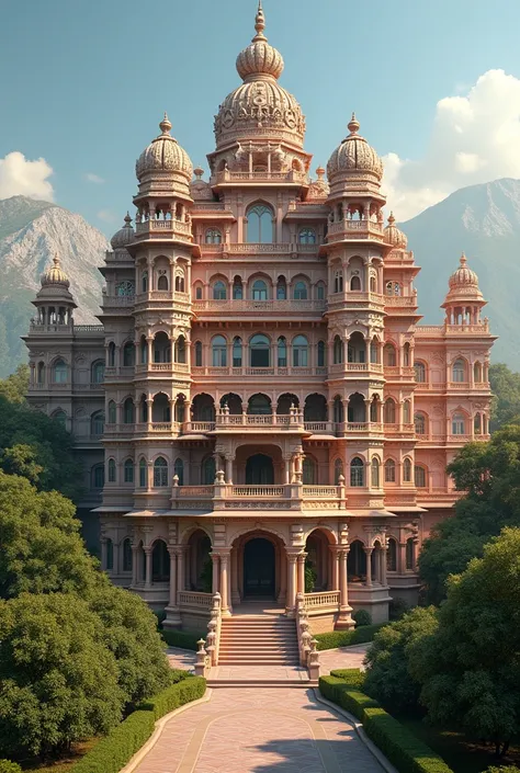 Unique Indian ancient inspired elevation of a hotel