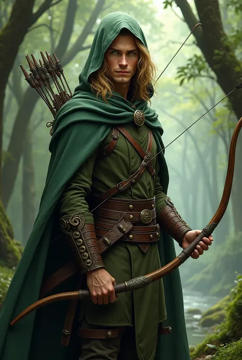 Male Elf Ranger with bow and hood