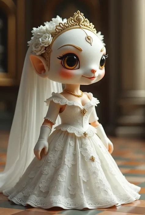 A piece of board game dressed like a bride 