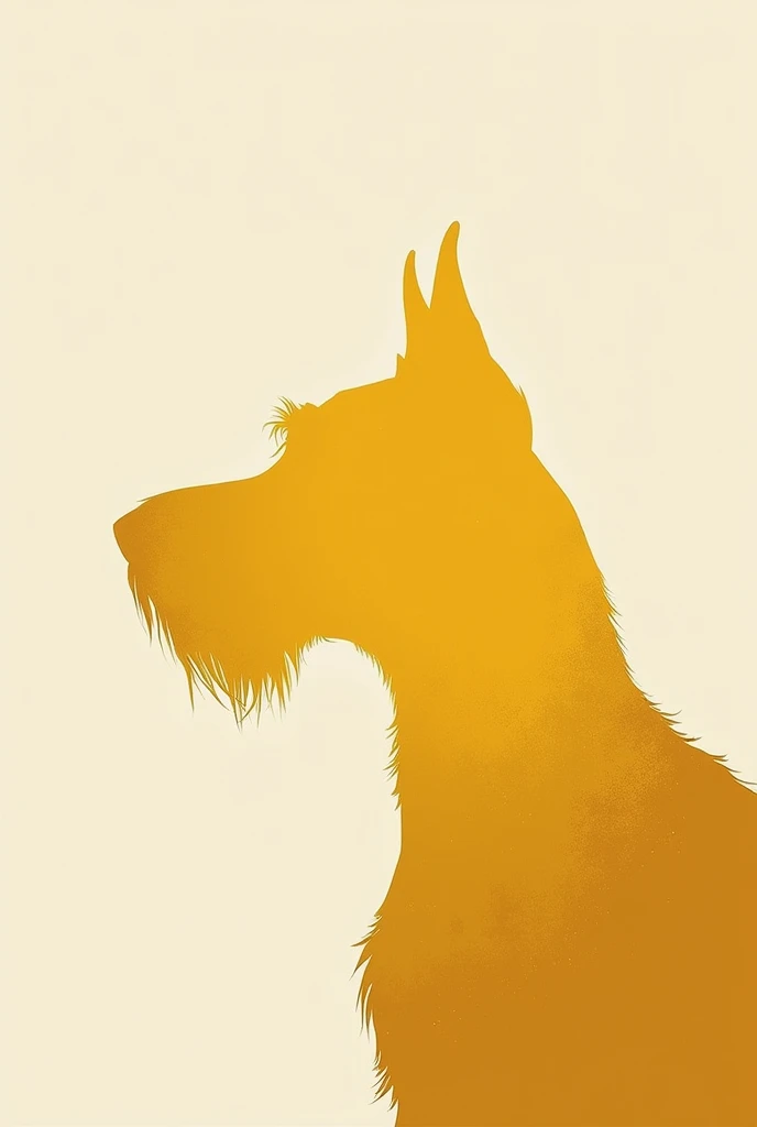 Golden silhouette of the head and neck of a Lakeland Terrier dog