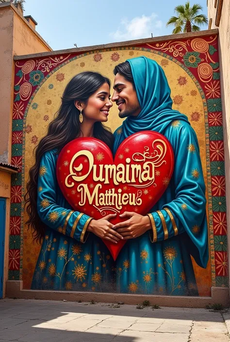 Tableau style street art arabe
Avec ecrit OUMAIMA ❤️ MATTHIEU