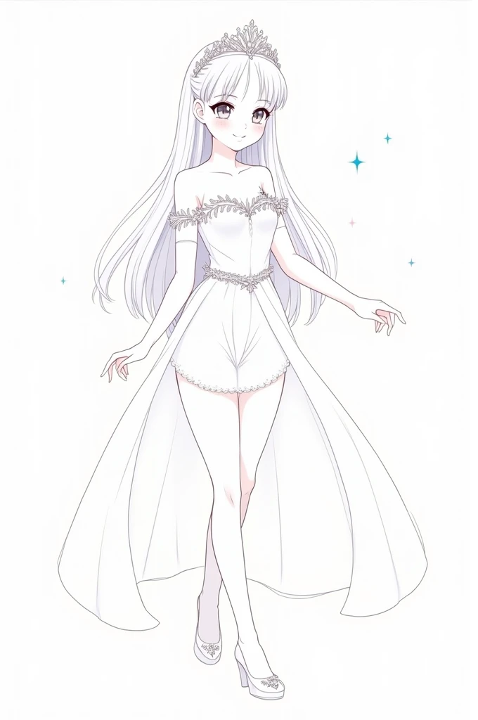 A princess anime character beautiful line art draw 