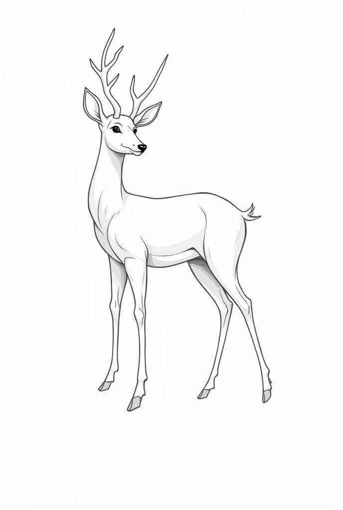 Generate a black and white illustration suitable for coloring books, deer